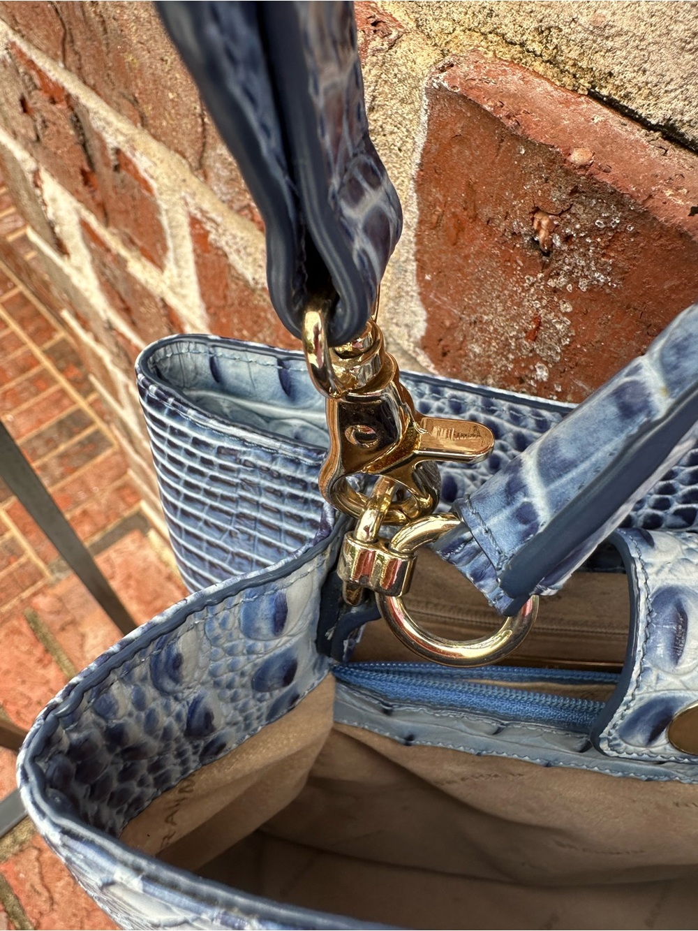 Brahmin, Amelia in Aura Blue Melbourne. Croc-Embossed Top-Handle Bag. - Picture 10 of 10